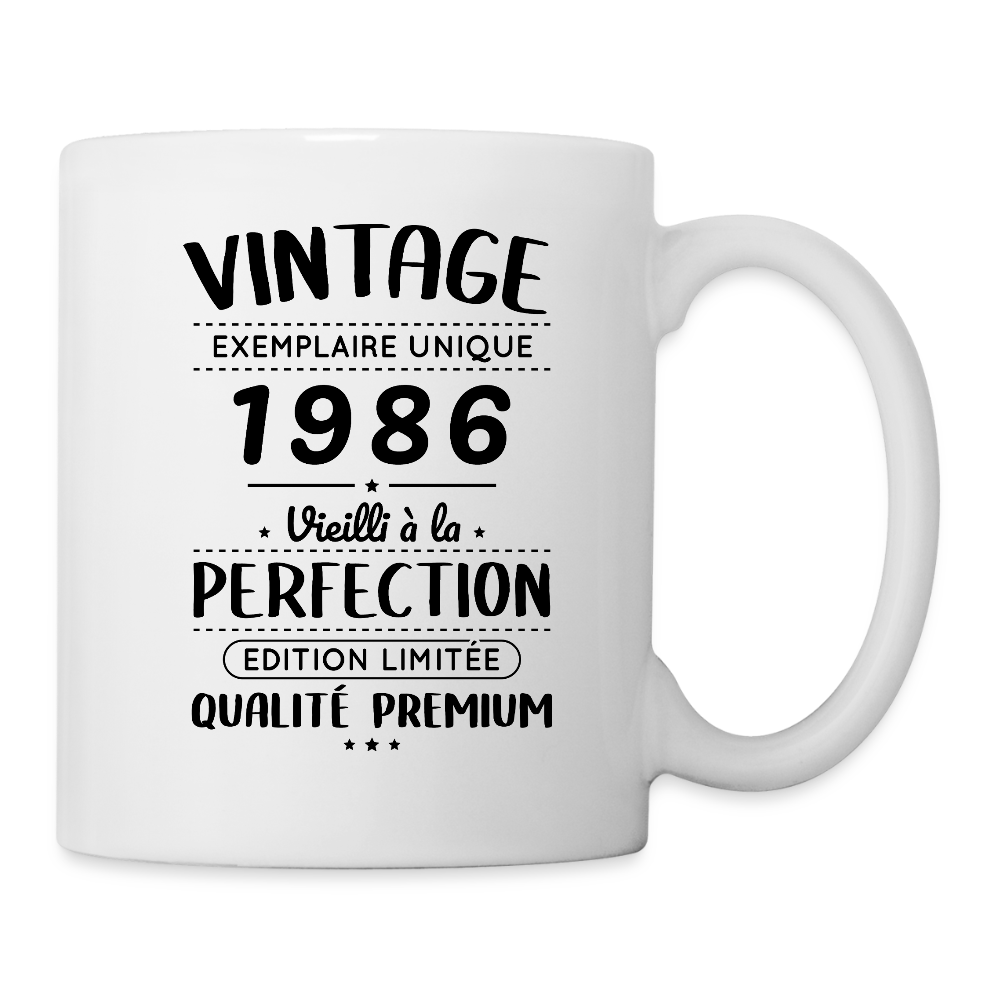 Mug blanc anniversaire homme 40 ans – Vintage 1986 – Perfection - blanc