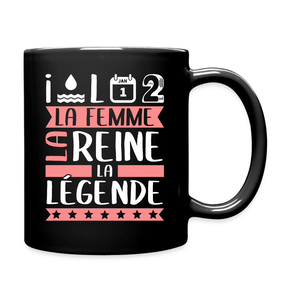Mug uni Yolande rébus – La femme, la reine, la légende - noir