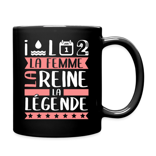 Mug uni Yolande rébus – La femme, la reine, la légende - noir