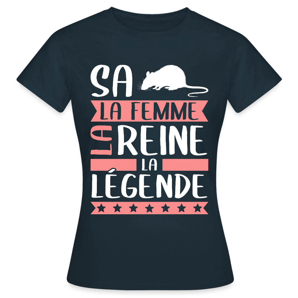T-shirt femme Sarah rébus – La femme, la reine, la légende - marine