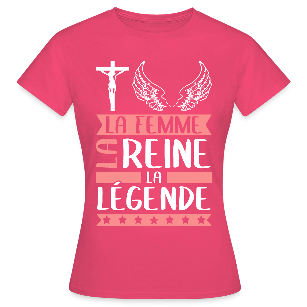 T-shirt femme Christelle rébus – La femme, la reine, la légende - rose azalée