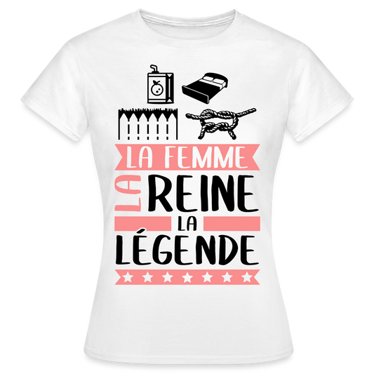 T-shirt femme coloris clair Julienne rébus – La femme, la reine, la légende - blanc