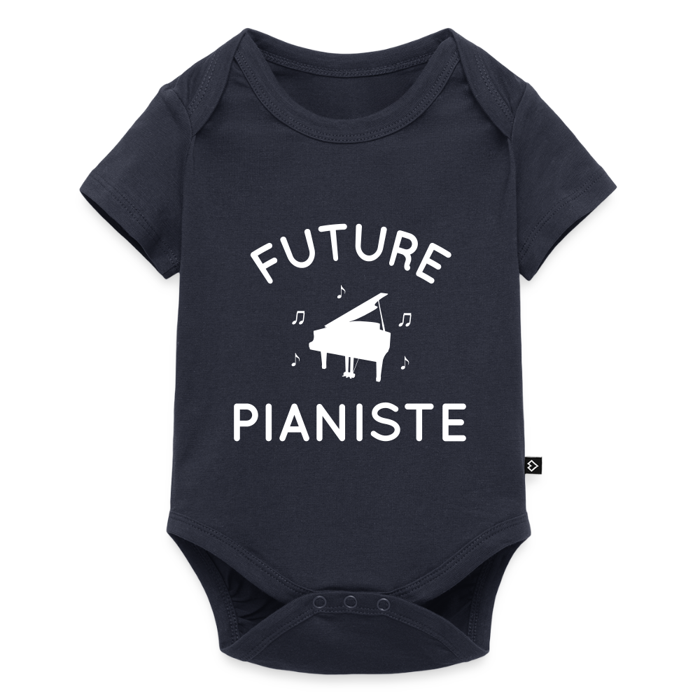 Body Bébé bio manches courtes - Future pianiste - bleu marine
