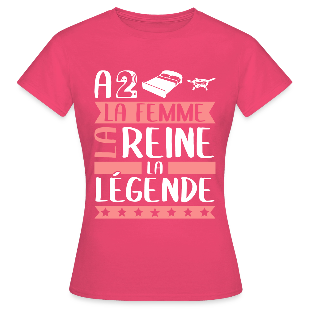 T-shirt femme Adeline rébus – La femme, la reine, la légende - rose azalée