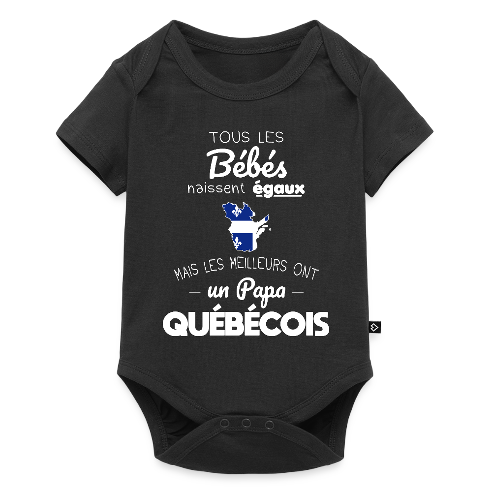 Body Bébé bio manches courtes - Les Meilleurs Ont Un Papa Québécois - noir