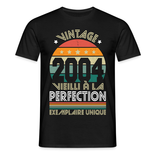 T-shirt Homme - Anniversaire 21 Ans - Vintage 2004 - noir