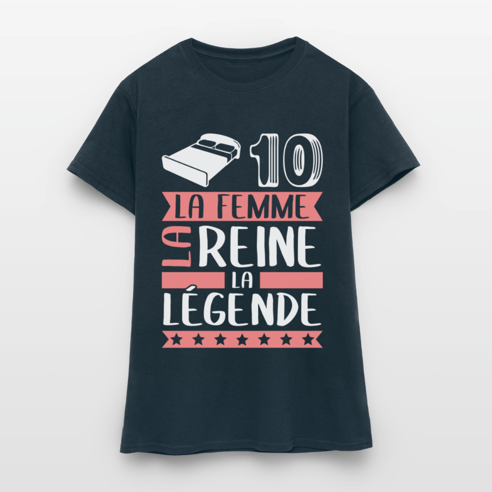 T-shirt femme Lydie rébus – La femme, la reine, la légende - marine