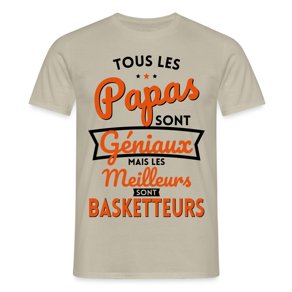 T-shirt Homme - Papas géniaux - Les meilleurs sont basketteurs - beige sable