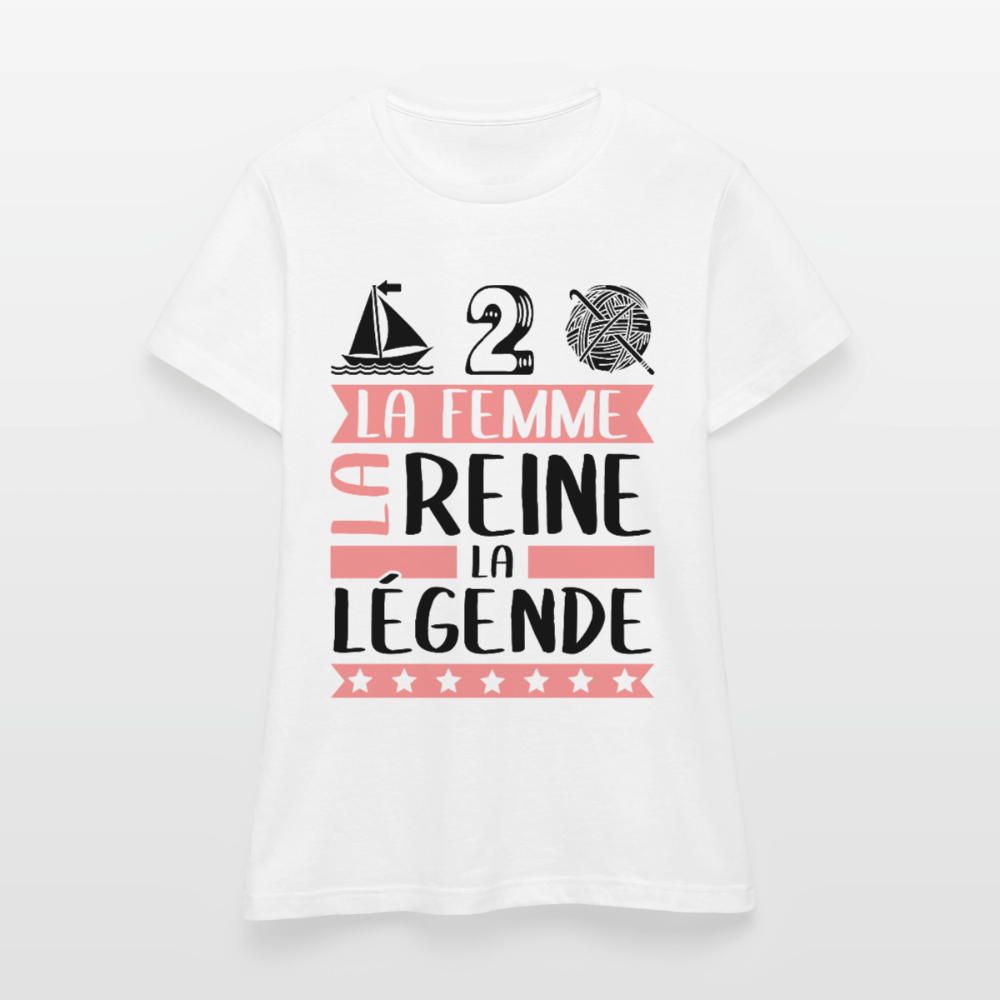 T-shirt femme coloris clair Madeleine rébus – La Femme, la reine, la légende - blanc