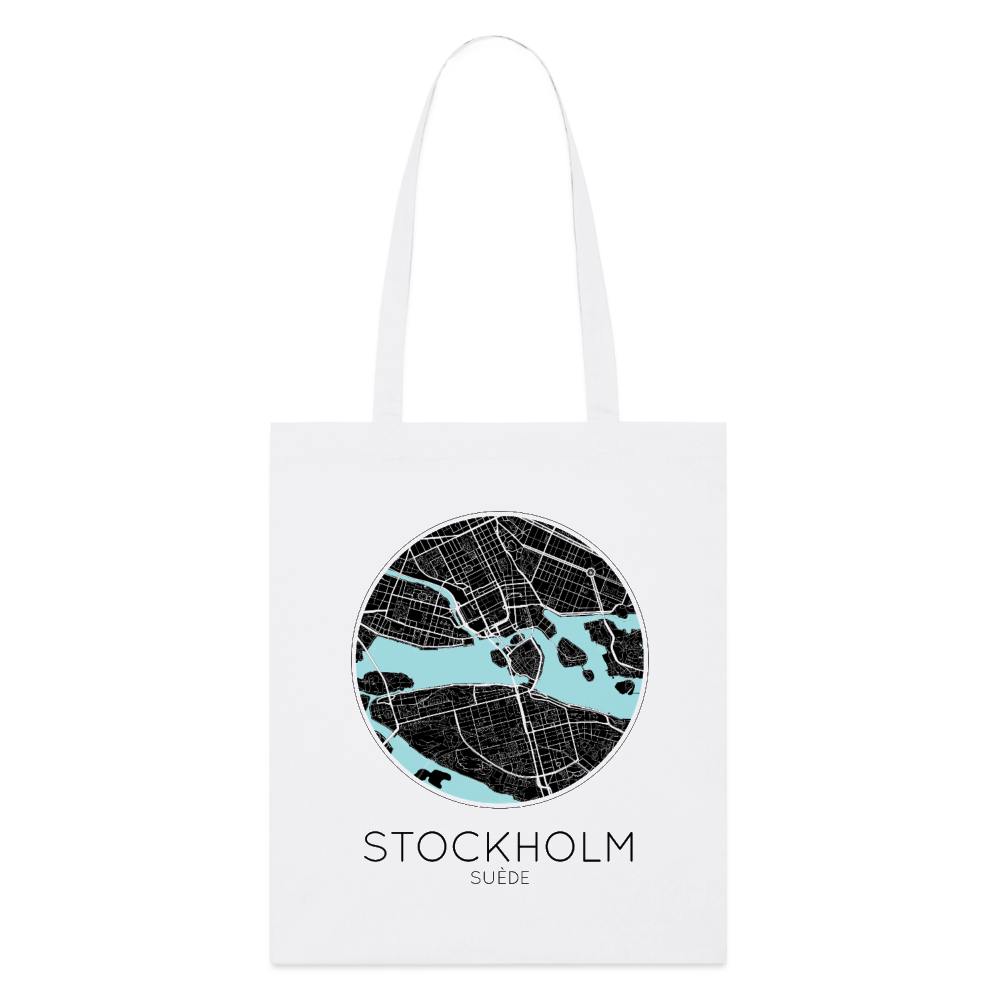 Tote Bag Stockholm Bio Coloris Clair – Plan de Stockholm - blanc
