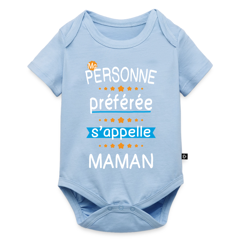 Body bébé bio manches courtes - Personne préférée Maman - bleu clair