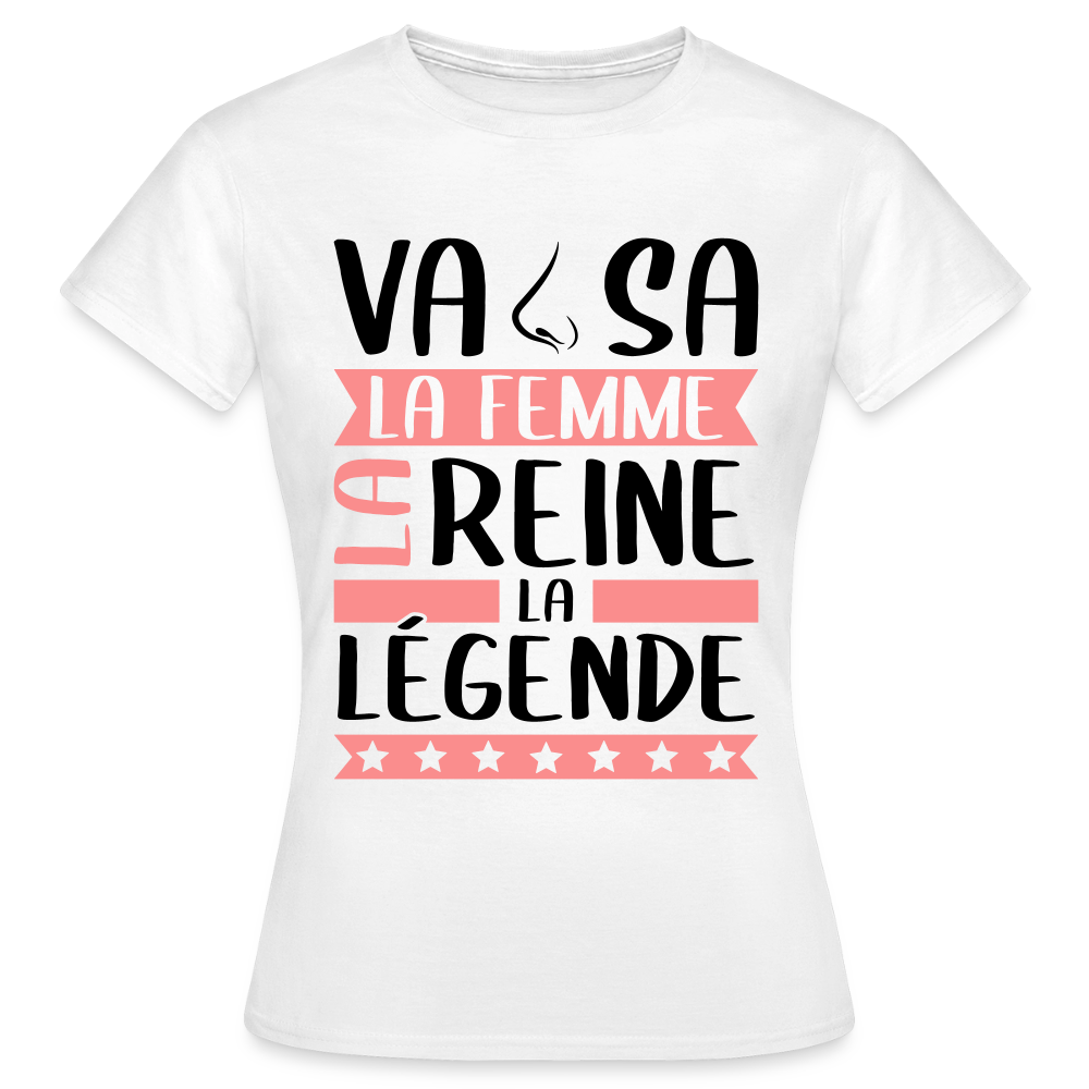 T-shirt femme coloris clair Vanessa en rébus – La femme, la reine, la légende - blanc