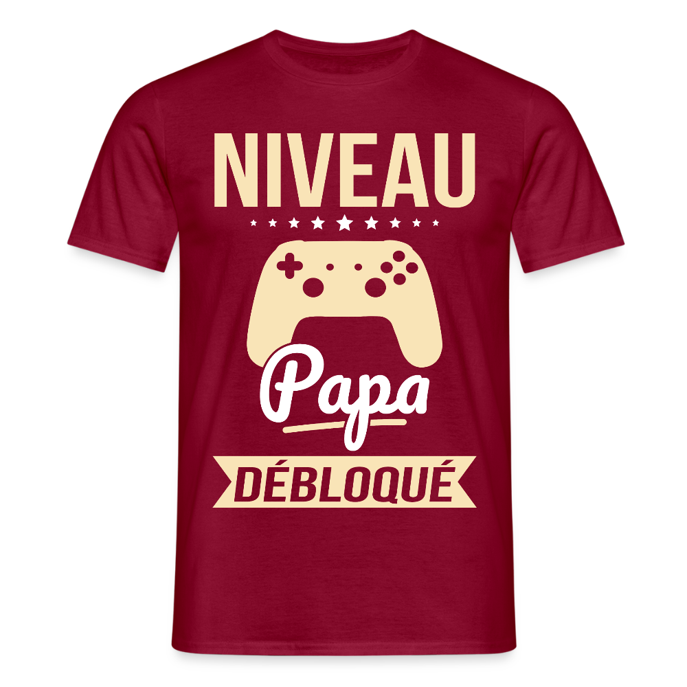T-shirt Homme - Niveau Papa Débloqué - rouge brique