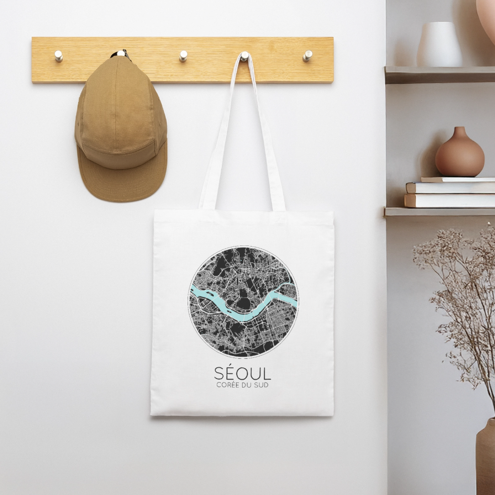 Tote Bag Séoul Bio Coloris Clair – Plan de Séoul - blanc