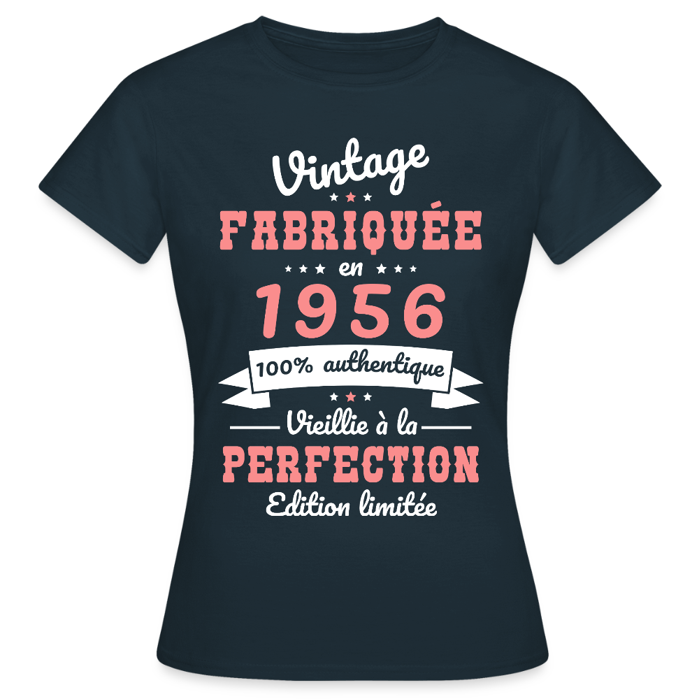 T-shirt anniversaire femme 70 ans – Vintage 1956 - marine
