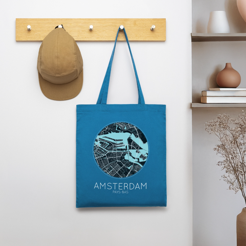 Tote Bag Amsterdam Bio – Plan d’Amsterdam - bleu royal