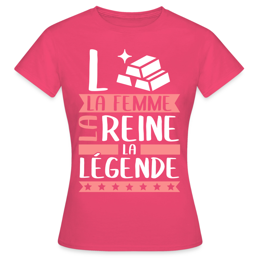 T-shirt femme Laure rébus – La femme, la reine, la légende - rose azalée
