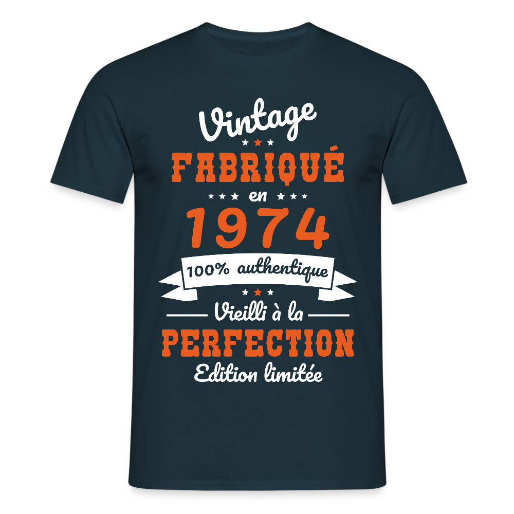T-shirt Homme - Anniversaire 51 Ans - Vintage Fabriqué en 1974 - marine