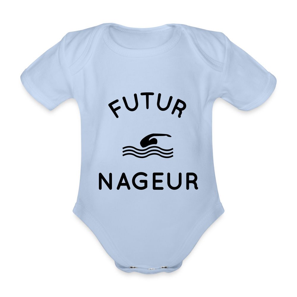 Body Bébé bio manches courtes - Futur nageur - ciel