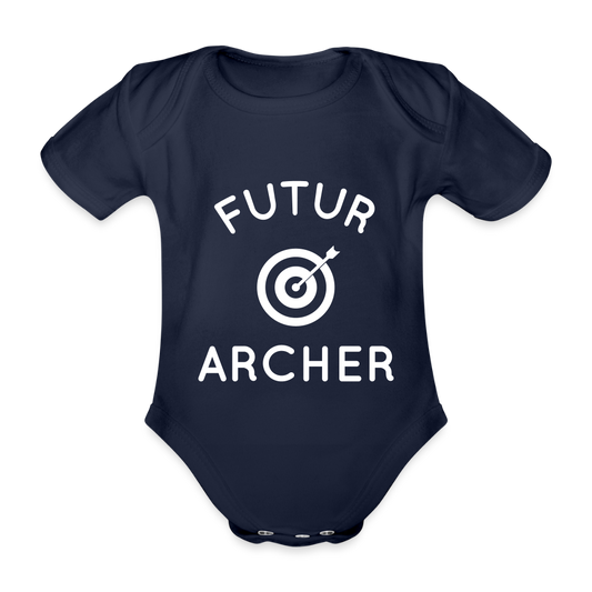 Body Bébé bio manches courtes - Futur archer - marine foncé