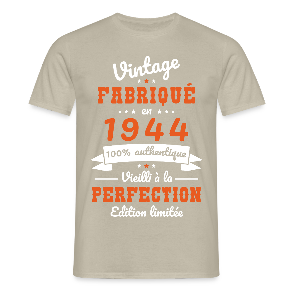 T-shirt Homme - Anniversaire 81 Ans - Vintage Fabriqué en 1944 - beige sable
