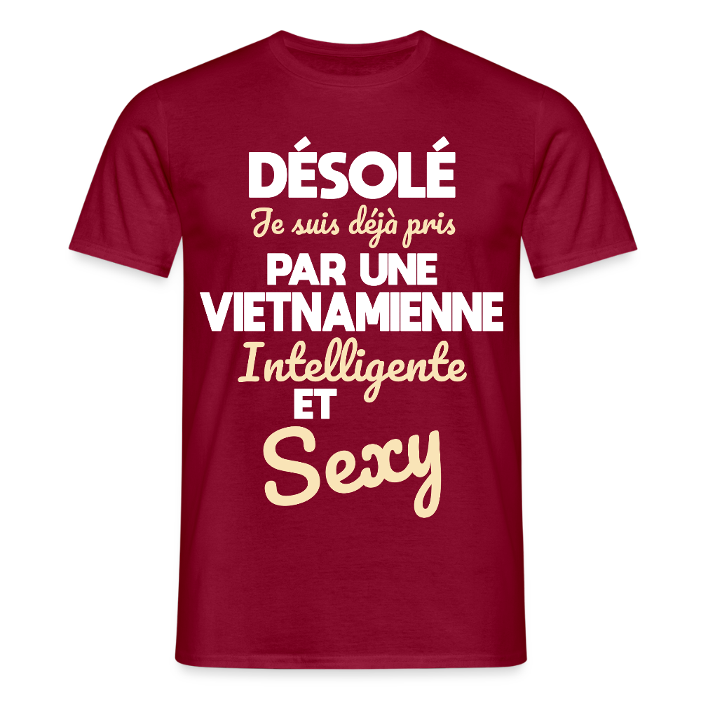 T-shirt Homme -  Je suis déjà pris par une Vietnamienne intelligente et sexy - rouge brique