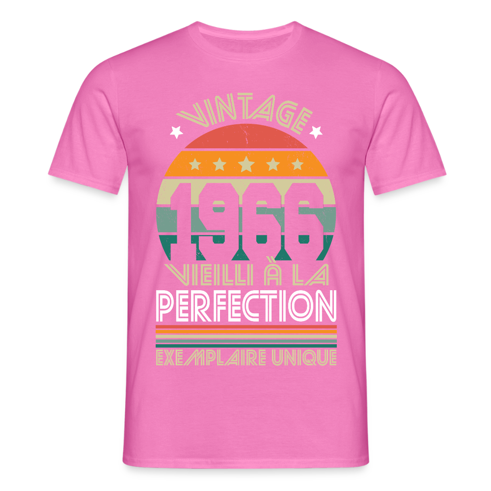T-shirt anniversaire homme 60 ans – Vintage 1966 - Exemplaire unique - rose