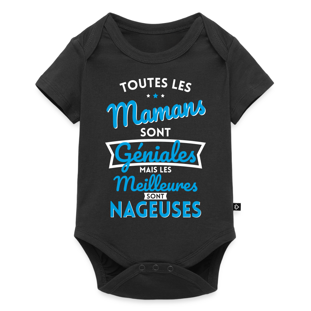 Body Bébé bio manches courtes - Mamans géniales - Les meilleures sont nageuses - noir
