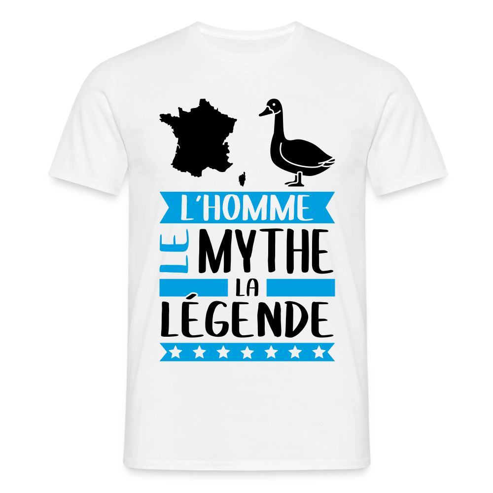T-shirt homme coloris clair François en rébus – L’homme, le mythe, la légende - blanc