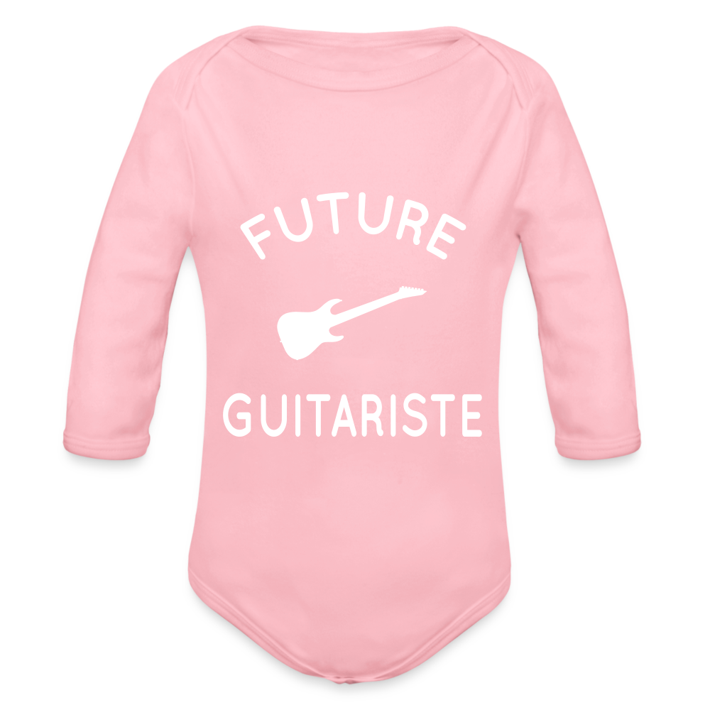 Body Bébé bio manches longues - Future guitariste - rose clair