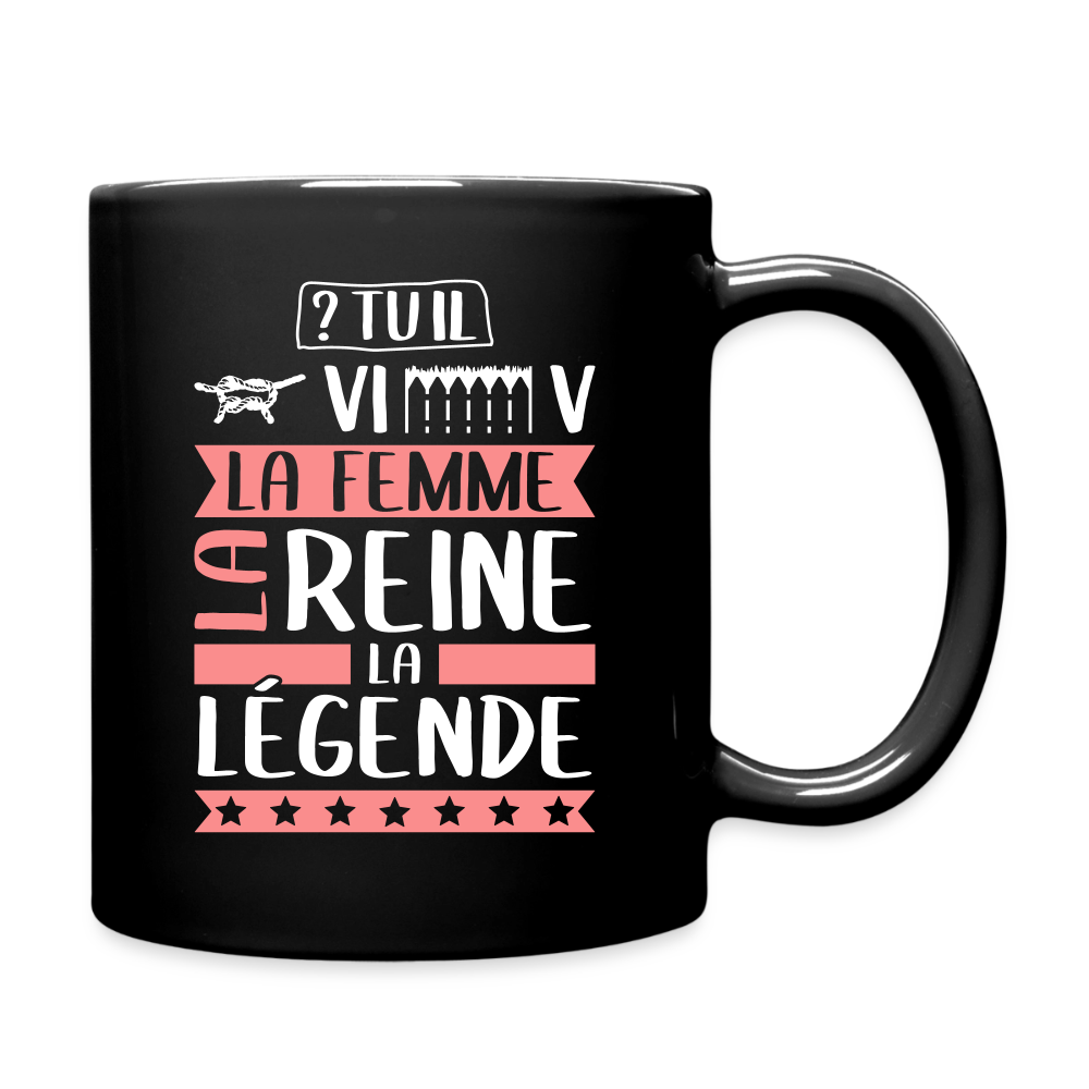 Mug uni Geneviève rébus – La femme, la reine, la légende - noir