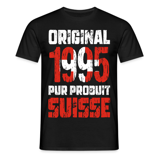 T-shirt Homme - Anniversaire 30 Ans - Original 1995 - Pur produit Suisse - noir