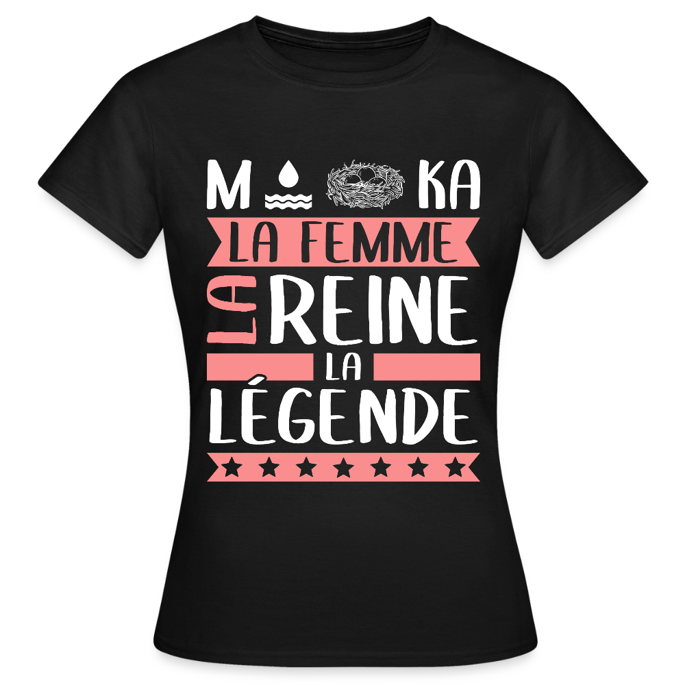 T-shirt femme Monica rébus – La femme, la reine, la légende - noir