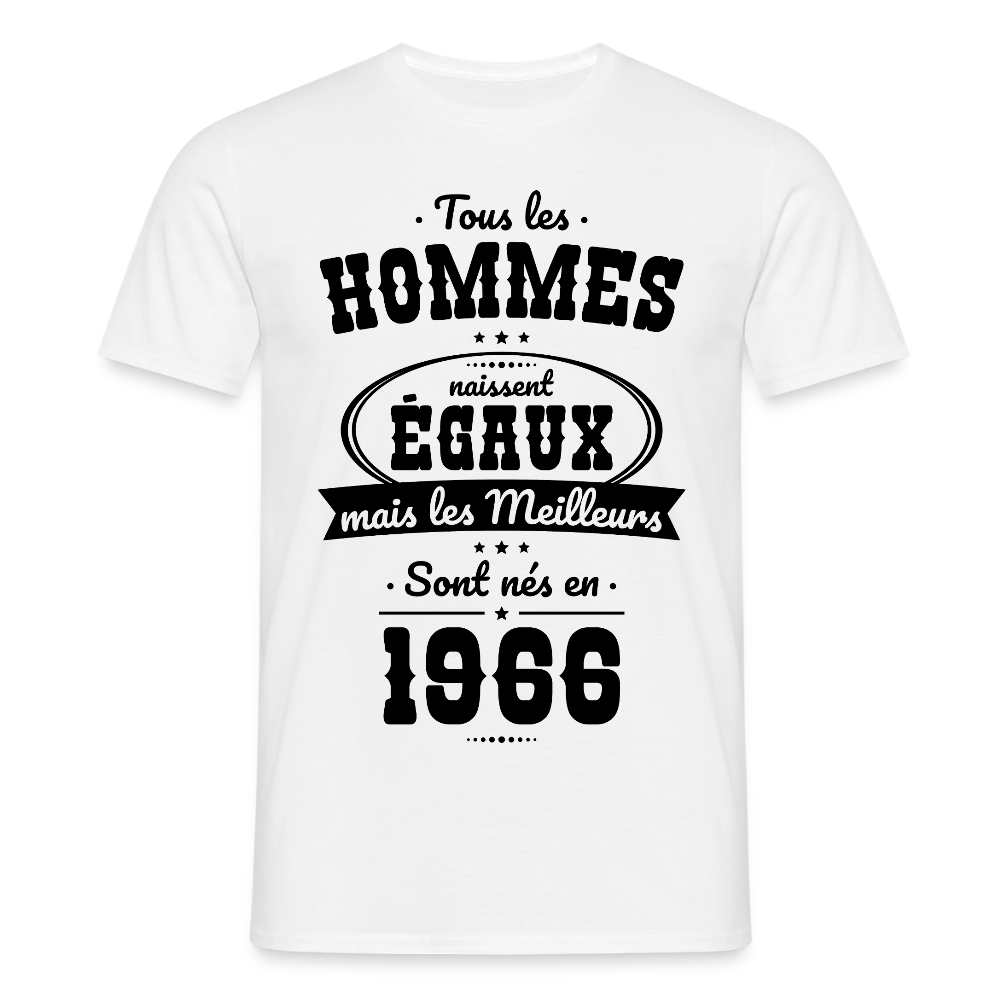T-shirt anniversaire homme 60 ans coloris clair – Les meilleurs sont nés en 1966 - blanc