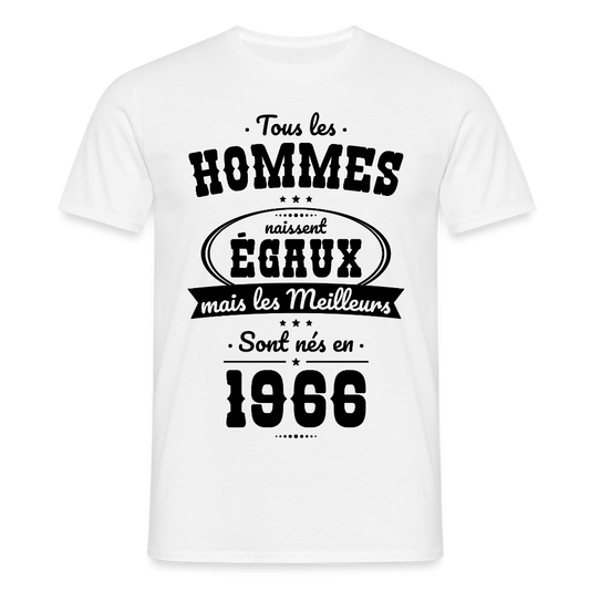T-shirt anniversaire homme 60 ans coloris clair – Les meilleurs sont nés en 1966 - blanc
