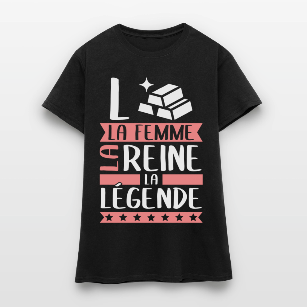 T-shirt femme Laure rébus – La femme, la reine, la légende - noir