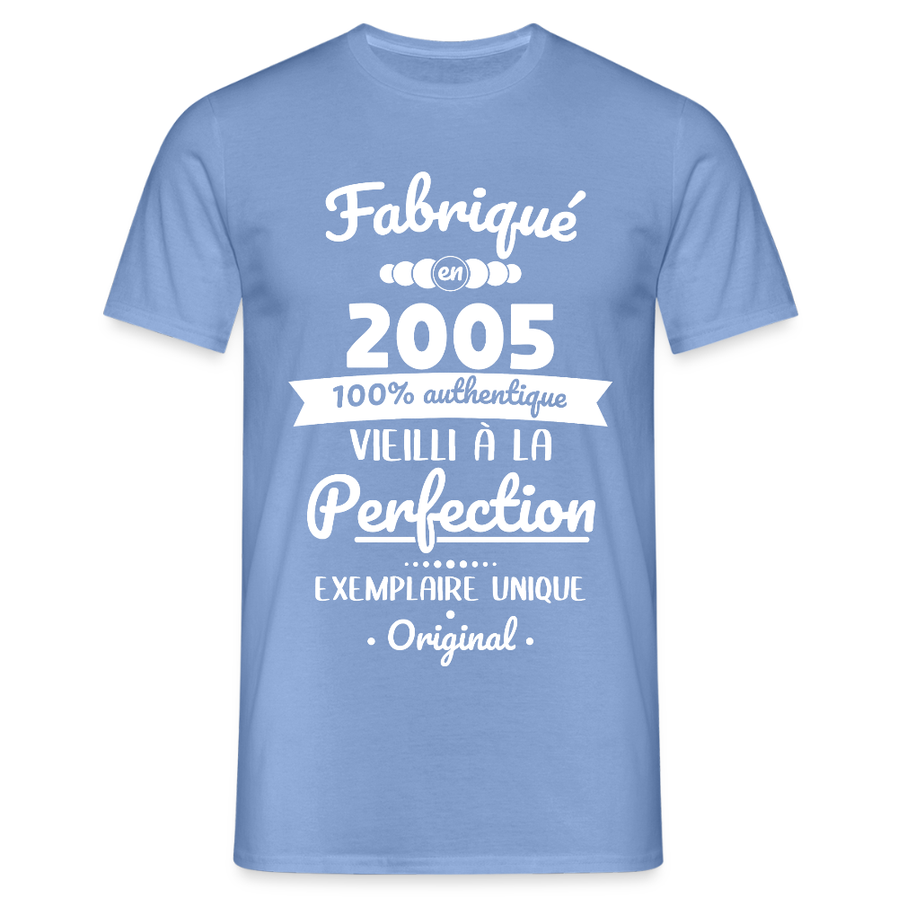 T-shirt Homme - Anniversaire 20 Ans - Fabriqué en 2005 - carolina blue