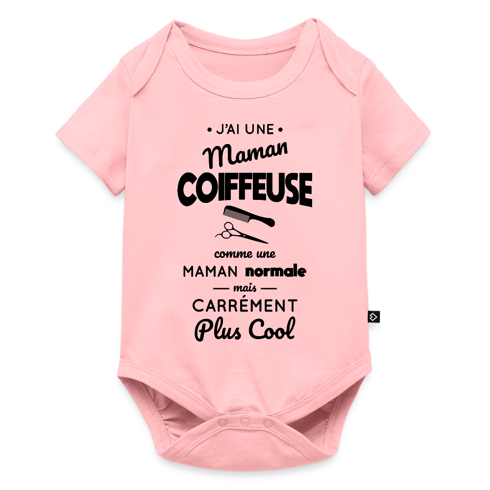 Body Bébé bio manches courtes - J'ai une maman coiffeuse - rose