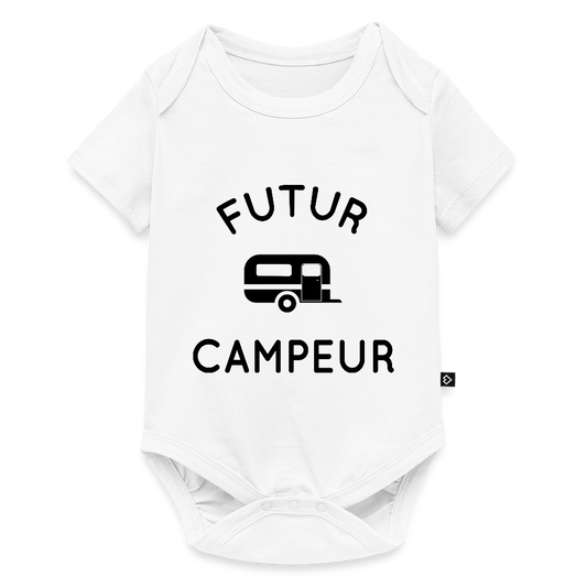 Body Bébé bio manches courtes - Futur campeur - blanc