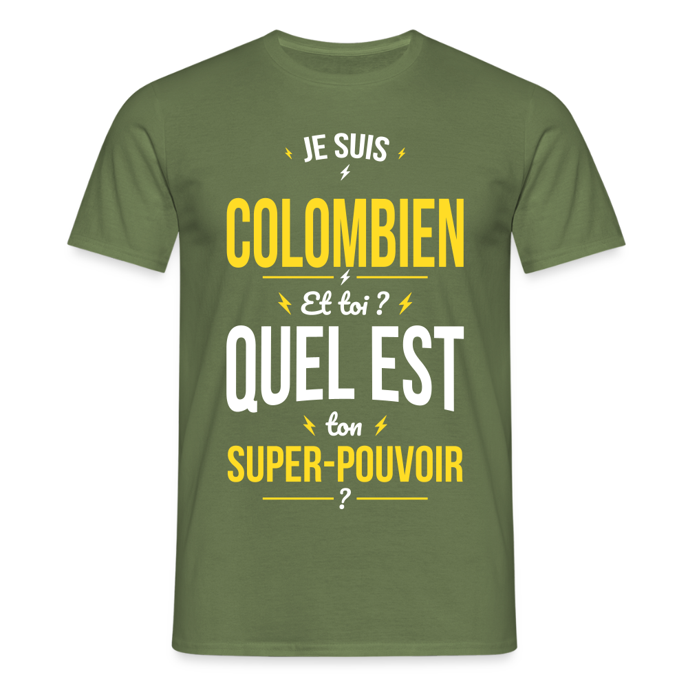 T-shirt Homme - Je suis Colombien - Super-pouvoir - vert militaire