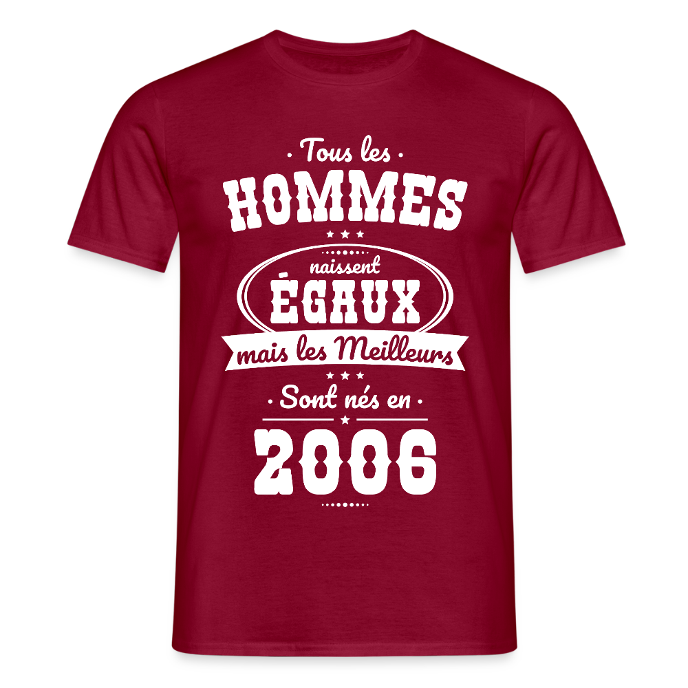 T-shirt anniversaire homme 20 ans – Les meilleurs sont nés en 2006 - rouge brique