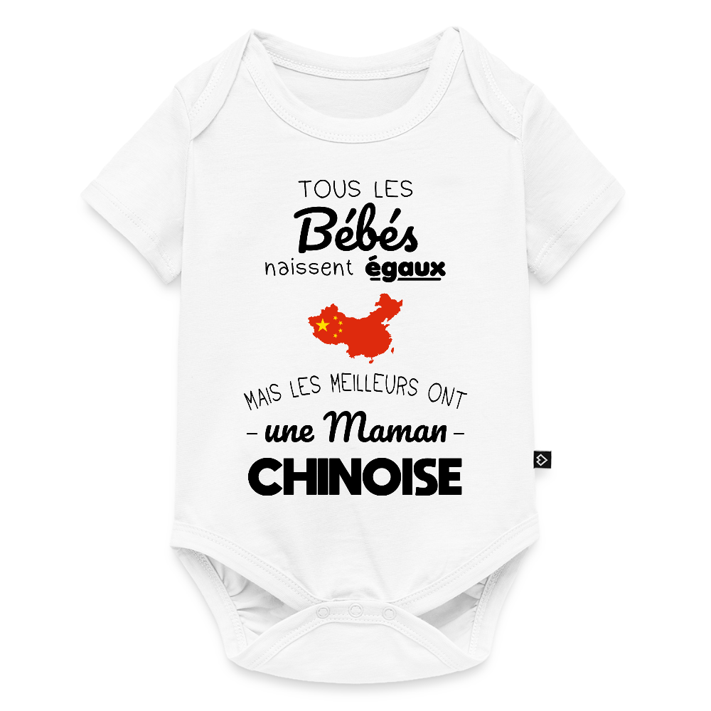 Body Bébé bio manches courtes - Les Meilleurs Ont Une Maman Chinoise - blanc