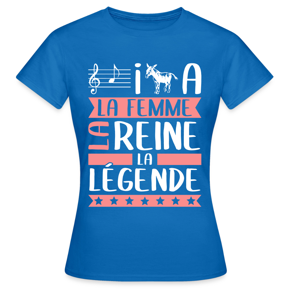 T-shirt femme Layana rébus – La femme, la reine, la légende - bleu royal