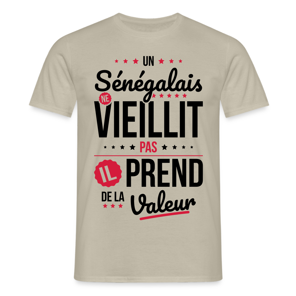 T-shirt Homme - Un Sénégalais ne vieillit pas - beige sable