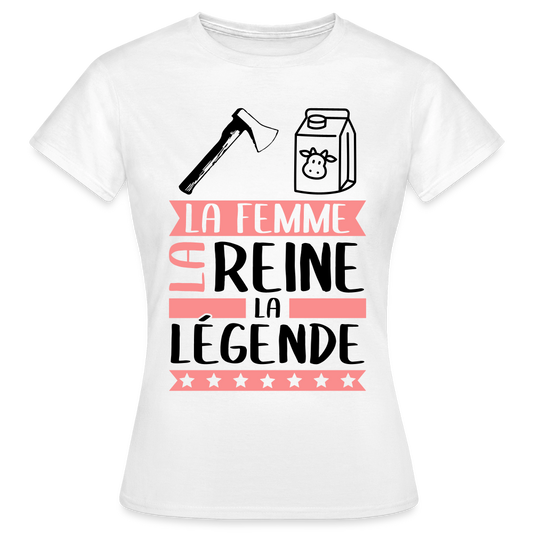 T-shirt femme coloris clair Ashley rébus – La femme, la reine, la légende - blanc