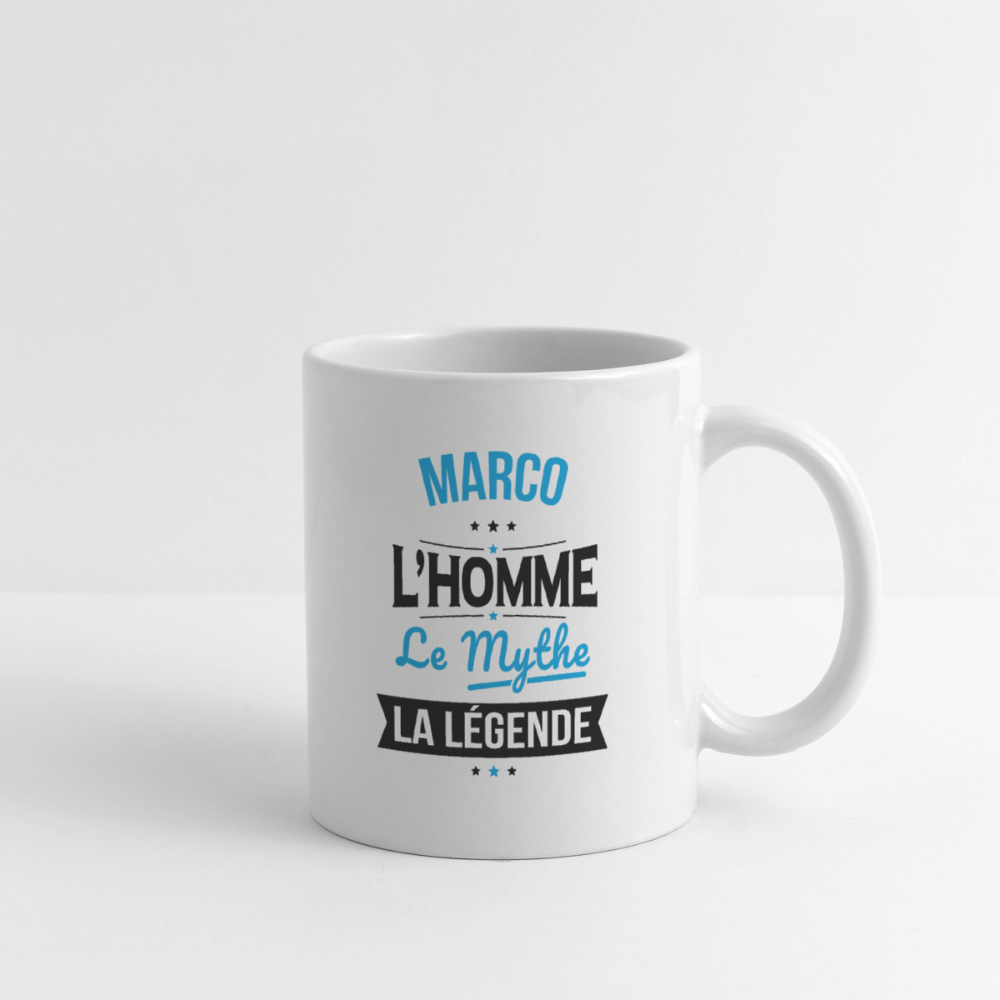 Mug blanc Marco l’homme le mythe la légende – Cadeau original - blanc