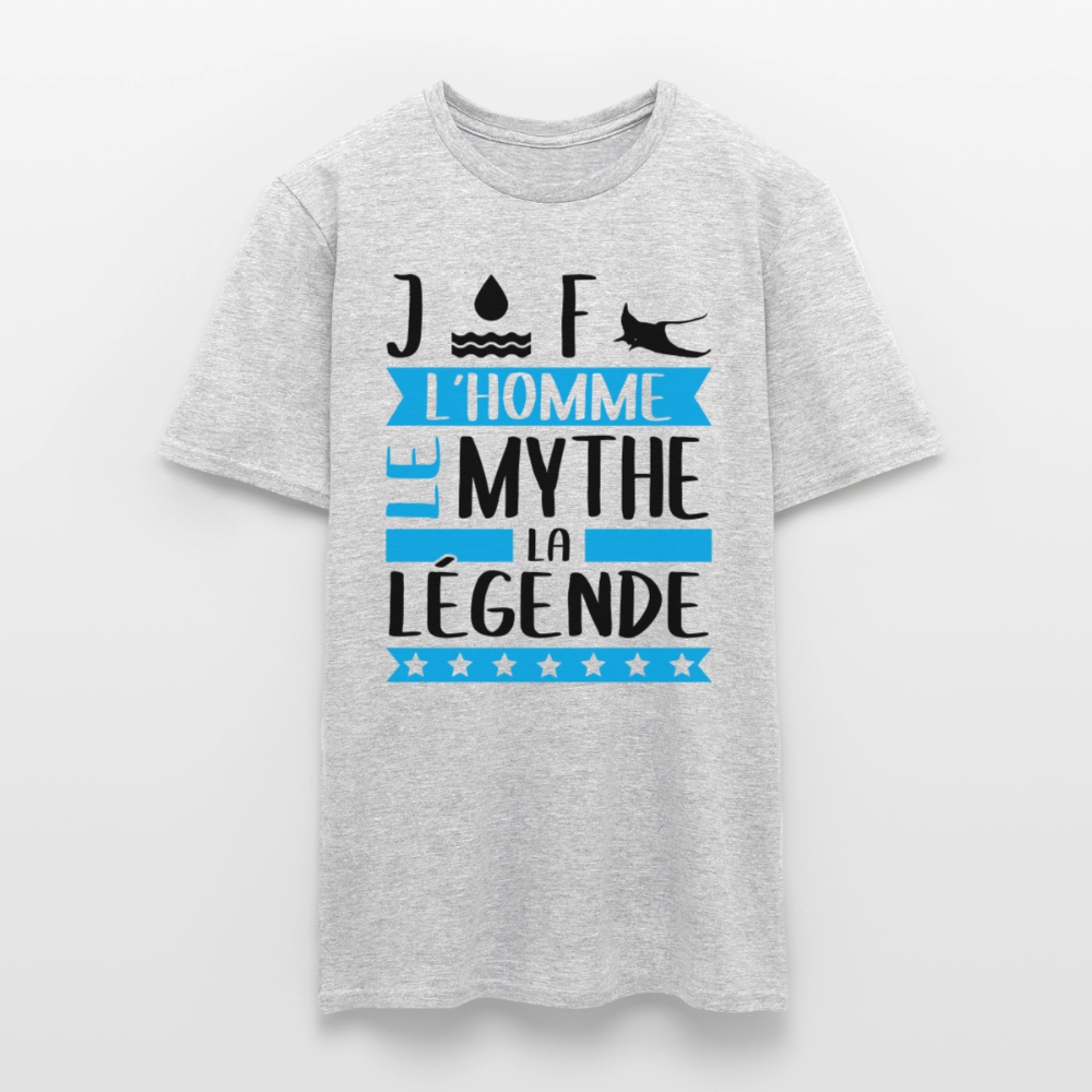 T-shirt homme coloris clair Geoffrey en rébus – L’homme, le mythe, la légende - gris chiné