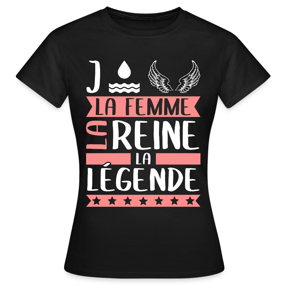 T-shirt femme Joëlle rébus – La femme, la reine, la légende - noir