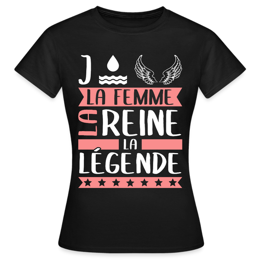 T-shirt femme Joëlle rébus – La femme, la reine, la légende - noir