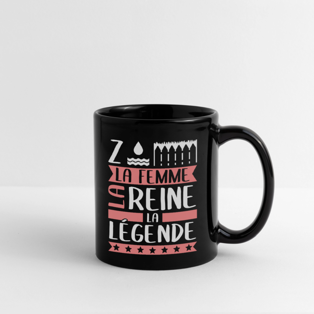 Mug uni Zoé rébus – La femme, la reine, la légende - noir